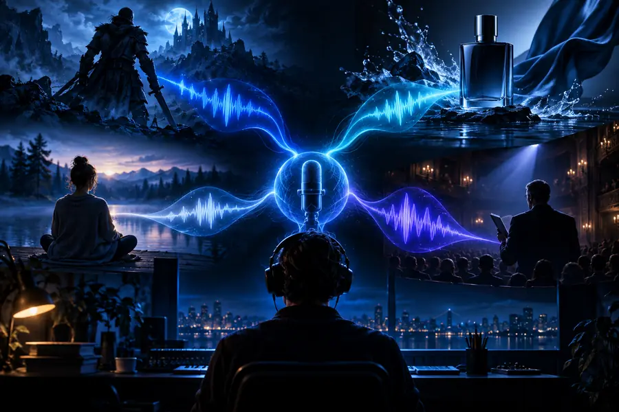 Escena de voz cinematográfica ilustrativa